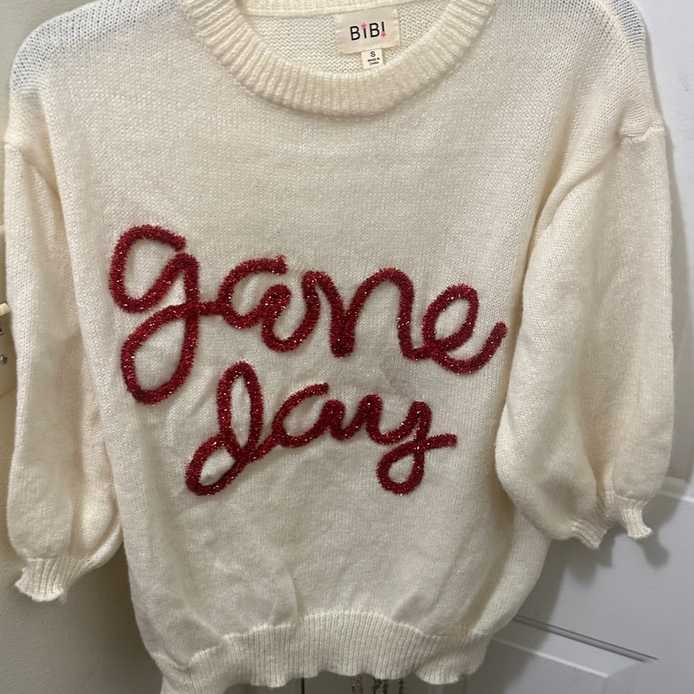 Bibi Cream Sweater With Red Script - image 1